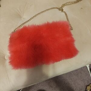 Cute hotpink cross body fuzzy purse